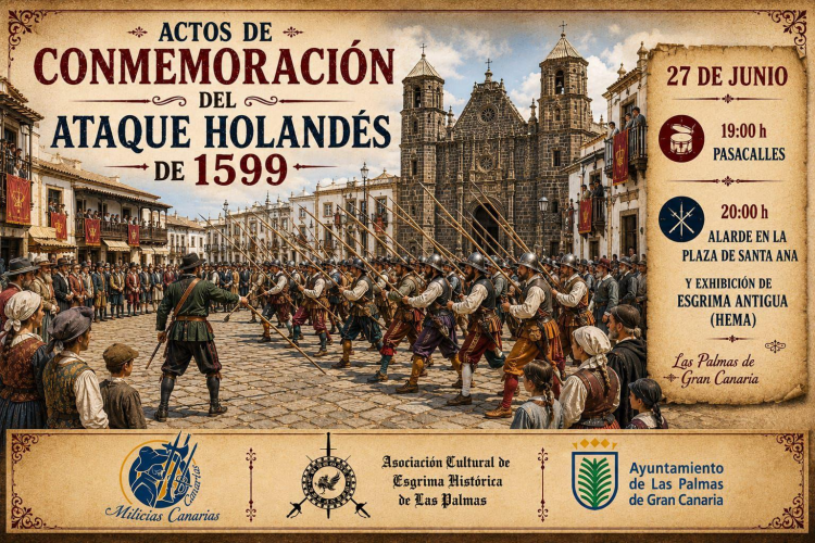 Imagen de una noticia La ciudad acoge la recreación del ataque del almirante Van der Does con un pasacalles, un alarde de las milicias canarias y exhibición de esgrima